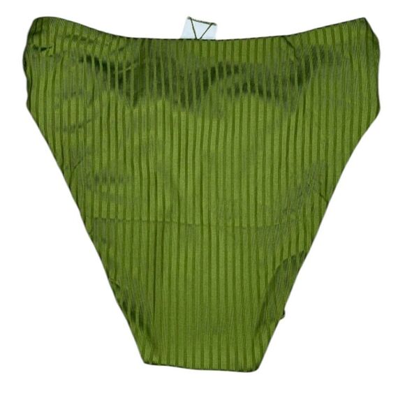J.Crew Wide Rib High Rise Bikini Bottom Women's Canteen Green NWT M - Picture 4 of 7